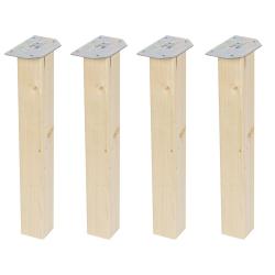 Meubelpoot houtskleur vierkant 5,5 bij 5,5 cm en hoogte 42 cm  van massief hout - 4 stuks