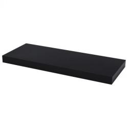 Zwevende wandplank 3,8 cm dik met onzichtbare montage zwart hoogglans 60 x 23,5 cm
